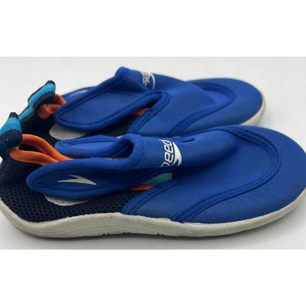 Speedo Kids Water Shoes Size L 9 10 Blue Slip On Swim Pool Beach Aqua Sneakers